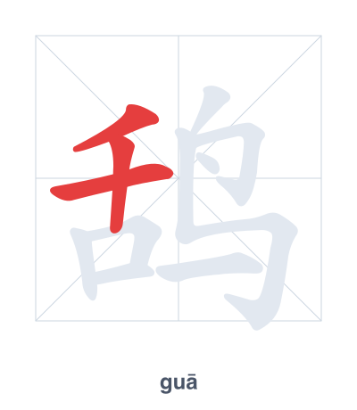Pratica dell'ordine dei tratti per 鸹 - guā
