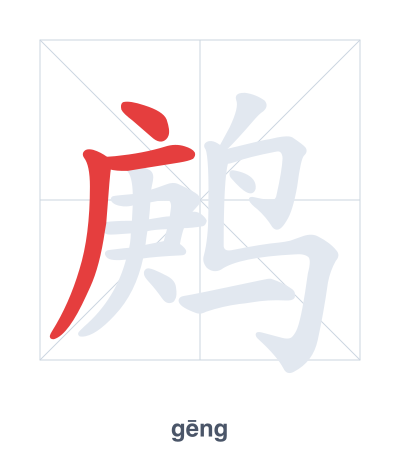 Luyện tập thứ tự nét cho 鹒 - gēng