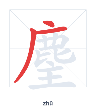 Latihan urutan goresan untuk 麈 - zhǔ