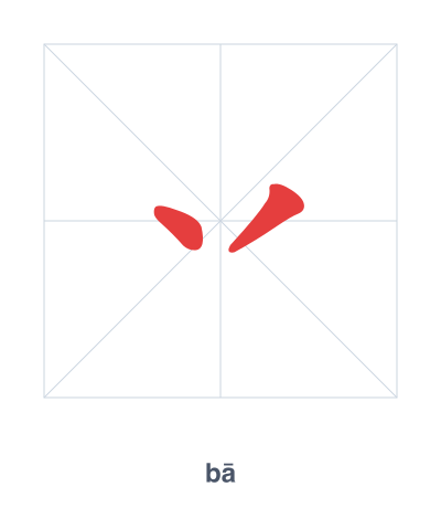 Stroke order practice for 丷 - bā