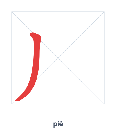 Stroke order practice for 丿 - piě
