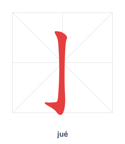 Stroke order practice for 亅 - jué