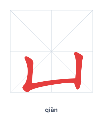 Stroke order practice for 凵 - qiǎn
