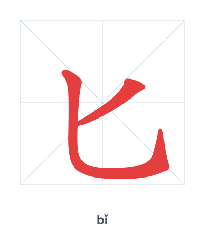 Stroke order practice for 匕 - bǐ