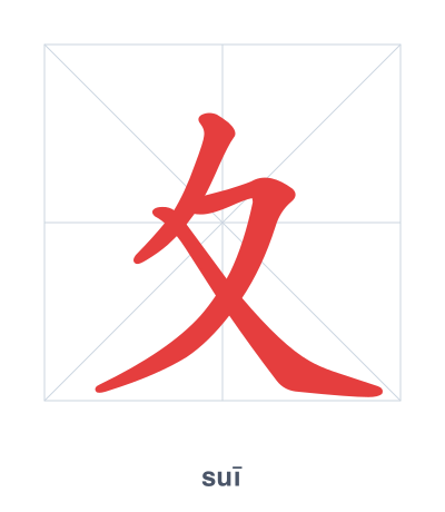 Stroke order practice for 夊 - suī