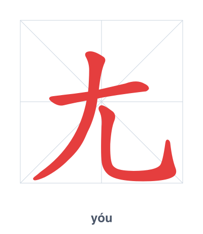 Stroke order practice for 尢 - yóu