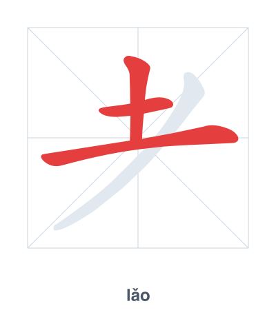 Stroke order practice for 耂 - lǎo