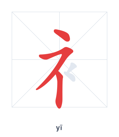 Stroke order practice for 衤 - yī