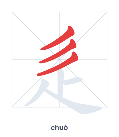 Stroke order practice for 辵 - chuò
