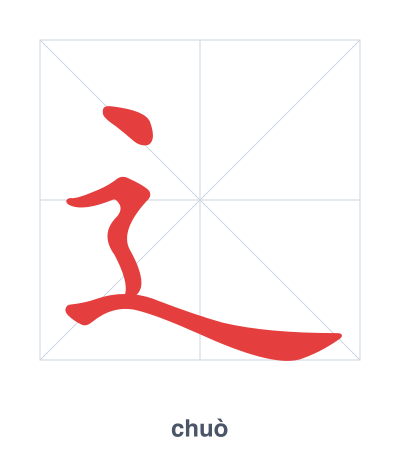 Stroke order practice for 辶 - chuò