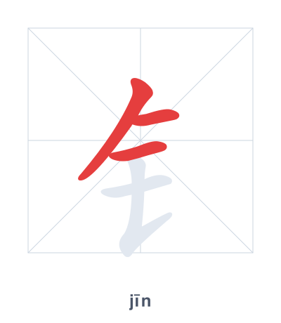 Stroke order practice for 钅 - jīn