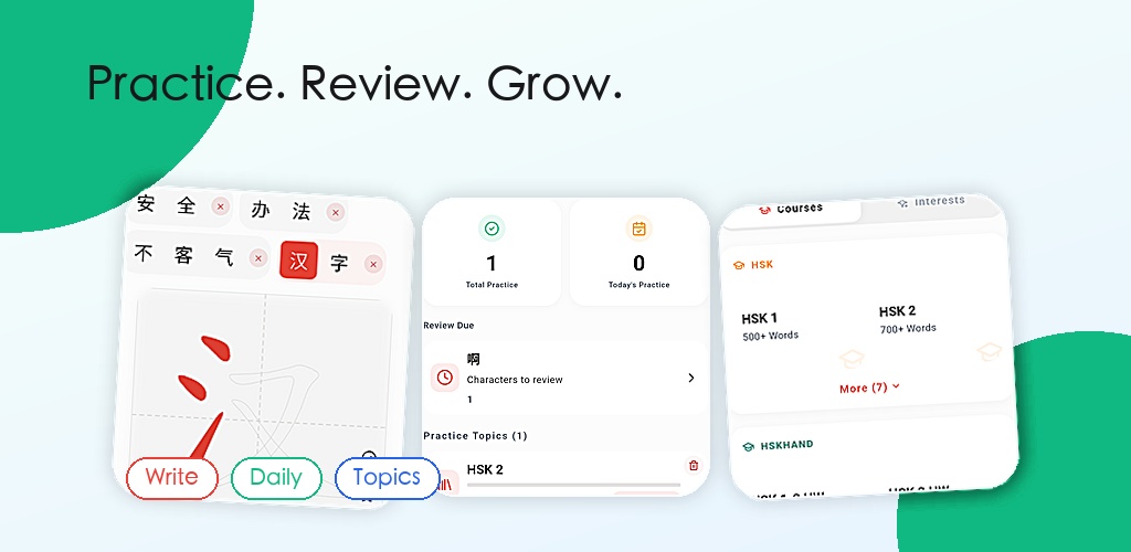 SRS review for Chinese characters